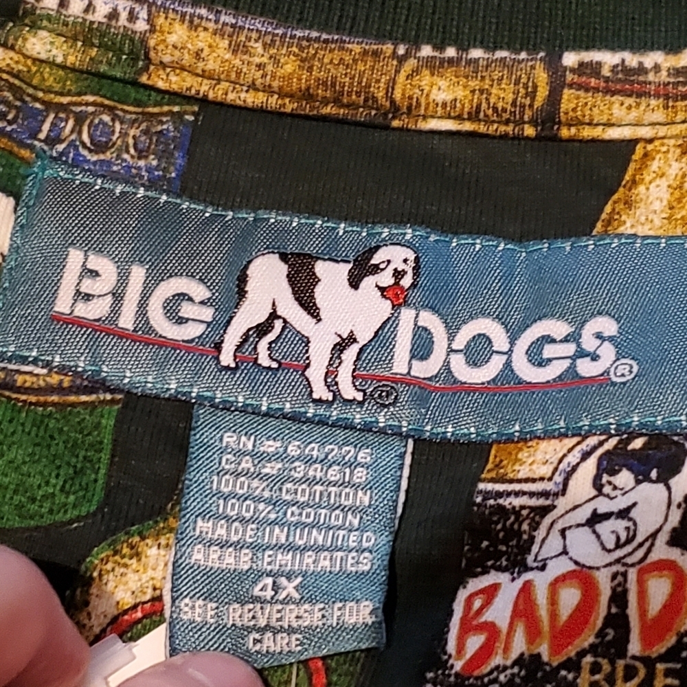 Vintage Big Dogs Shirt Button Front Multicolor Dog Breed Beer Print Cotton 4X - Picture 6 of 8
